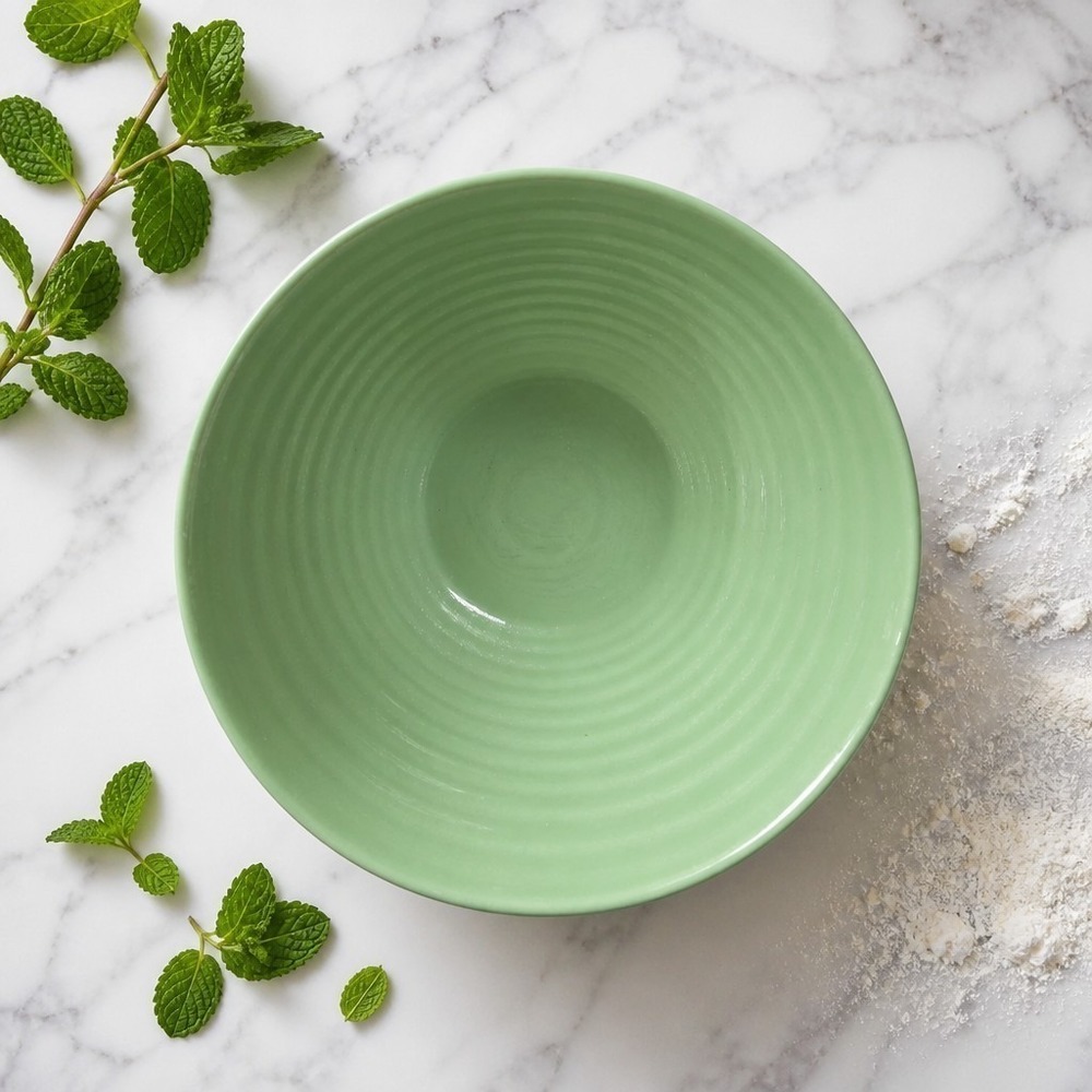 Pioneer Woman Jadeite Green 10" Mixing Bowl Large Heavy Ribbed 'Vintage Style' - Picture 3 of 3
